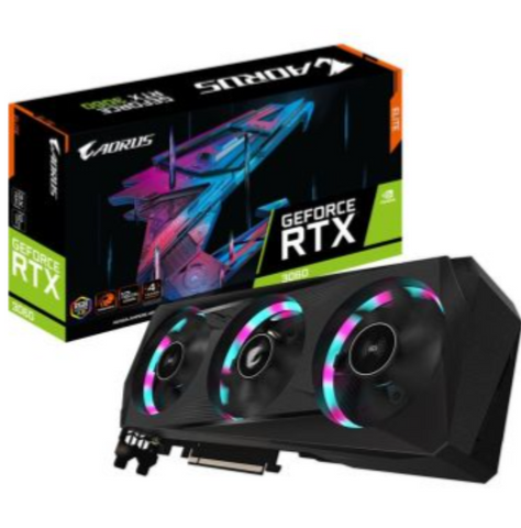 Gigabyte Aorus GeForce RTX 3060 Elite 12G - 12GB of GDDR6 VRAM, 192-Bit, PCIe 4.0 x16 Interface, 16 Gb/s Speed, 7680 x 4320 Resolution, HDMI 2.1, DisplayPort 1.4a, Graphics Card | GV-N3060AORUS-E-12GD