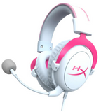 HyperX Cloud II Gaming Headset, For PC / PS4 / PS5, Battery Up to 30 Hours, 7.1 Surround Sound, Memory Foam, Detachable Noise Cancelling Microphone, White - Pink | HHSC12-AC-PK/G