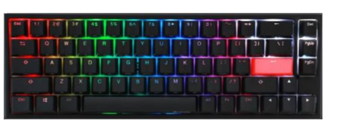 Ducky One 2 SF 65%, Cherry Blue RGB Switch, Type-C USB, RGB Backlit, PBT Double-shot, Black Keycaps, Black Top Case White Bottom Case, RGB LED | DKON1967ST-CUSPDAZT1