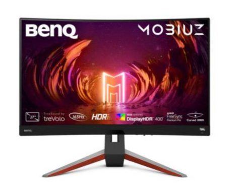 BenQ Mobiuz EX2710R 27'' 2K QHD 1000R Curved Monitor, 165Hz Refresh Rate, 1ms Response Time, 16:9 Aspect Ratio, HDRi, Dual Speakers + Subwoofer, AMD FreeSync, Tilt Adjustable Stand, HDMI, DP | EX2710R