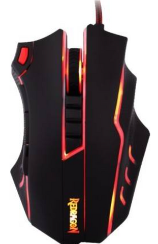 Redragon M802 TITANOBO 24000 DPI High-Precision Programmable Laser Gaming Mouse for PC, FPS, 10 Programmable Buttons, Weight Tuning Cartridge, 5 LED Lighting Modes (Black) | M802-RBG