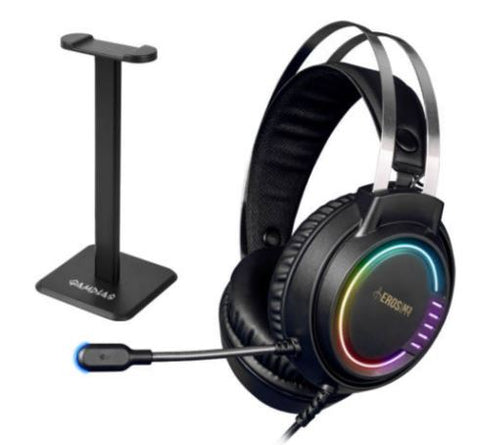 Gamdias EROS M3 Elite RGB Gaming Headphone, Exquisite Earcup Facade Design, Large 50mm Speakers, Omnidirectional Microphone, Minimalist Headset Stand, Ergonomic Earcup Layout