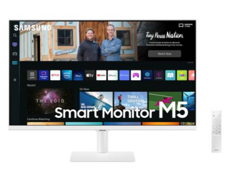 Samsung M5 27'' FHD Flat Monitor, With Smart TV Experience, 1920x1080 Resolution, Max 60Hz Refresh Rate, 4ms Response Time, HDR10, 16:9 Aspect Ratio, IoT Hub, HDMI, White | LS27BM501EMXUE