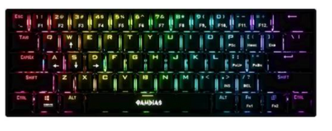 GAMDIAS Hermes E3 RGB Mechanical Gaming Keyboard, 61Keys, 19 Built-in Lighting Effects, Certified Optical Switches & N-Key Rollover & Anti-Ghosting Functionality, Black | GD-HERMES-E3-BLACK