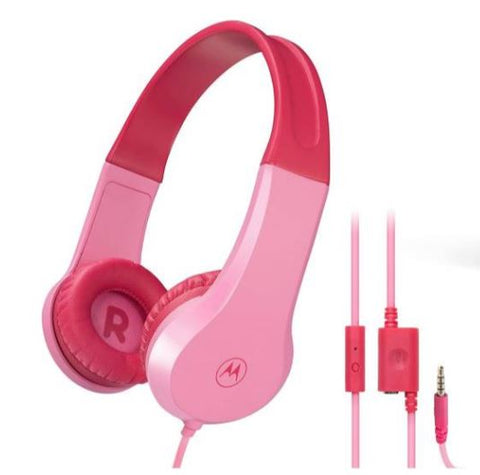 Motorola Moto JR200 Kids Headphones with Microphone, Lightweight Over Ear Wired Foldable Design