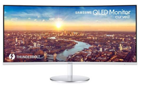 Samsung LC34J791 34'' 21:9 Ultra Wide QLED Curved Monitor, 100Hz Refresh Rate, AMD Freesync, 4ms Response Time, Quantum Dot, 2 Thunderbolt 3 ports, DP, HDMI and USB | LC34J791WT