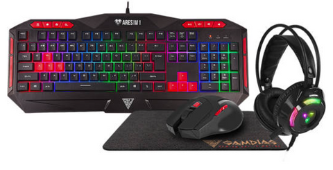 Gamdias POSEIDON M2 4-IN-1 Combo RGB Keyboard & Lighting Headset With 40mm Driver Headset with 3600 DPI Ergonomic Mouse & Non-Slip Extended Mouse Pad | M2 4-IN-1 COMBO