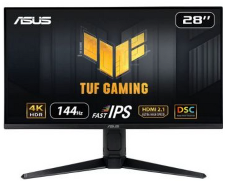 Asus VG28UQL1A Tuf 28-inch 4K UHD (3840 x 2160) Gaming Monitor, Fast IPS, 144 Hz, 1ms GTG, NVIDIA G-Sync Compatible, AMD FreeSync Premium, Display HDR 400, Black | 90LM0780-B01170