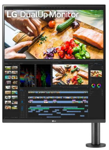 LG 28MQ780-B 28'' SDQHD Nano IPS Dual Up Monitor, 60 Hz Refresh Rate, 5ms Response Time, With Ergo Stand, DCI-P3 98% Color Gamut, 16:18 Aspect Ratio, HDR10, USB Type-C, Black | 28MQ780-B