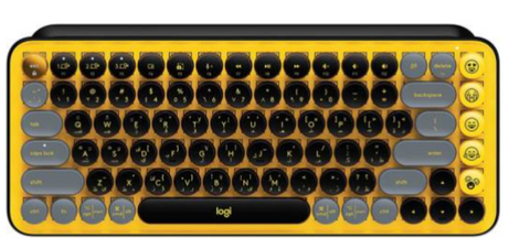 Logitech Pop Keys Wireless Mechanical Keyboard, With Customizable Emoji Keys, 10m Wireless Range, 3 Channels Easy-Switch, Bluetooth / USB Interface, UK English Arabic Layout, Blast Yellow | 920-010816