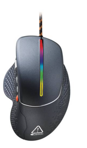 Canyon Apstar GM-12 Wired High End Gaming Mouse, With 6 Programmable Buttons, Sunplus Optical Sensor, 6 Levels of DPI & Up to 6400, 1.65m Braided USB Cable, Black | CND-SGM12RGB