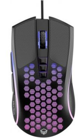 Meetion GM015 Gaming Mouse, Optical, RGB, Wired, USB, Lightweight Honeycomb - Black | MT-GM015