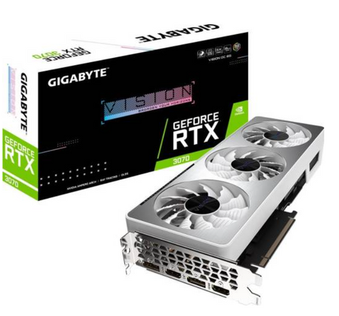 Gigabyte GeForce RTX 3070 Vision OC 8GB GDDR6 256-bit, 14000 MHz / 448 GB/s, PCI-Express 4.0 NVIDIA Graphics Card | GV-N3070VISION OC-8GD
