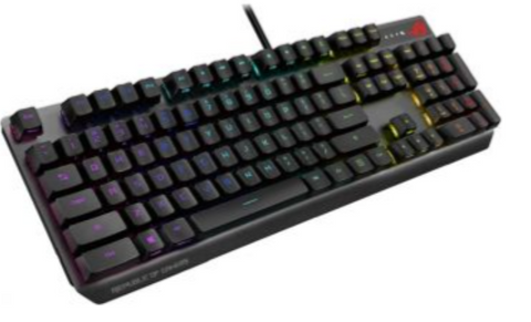 Asus XA05 Rog Strix Scope RX/RD/AR Keyboard, All Round Aura Sync RGB Illumination, IP57 Waterproof, Dust Resistance, USB 2.0 Passthrough, English Arabic Layout, Black | 90MP0240-BKCA00