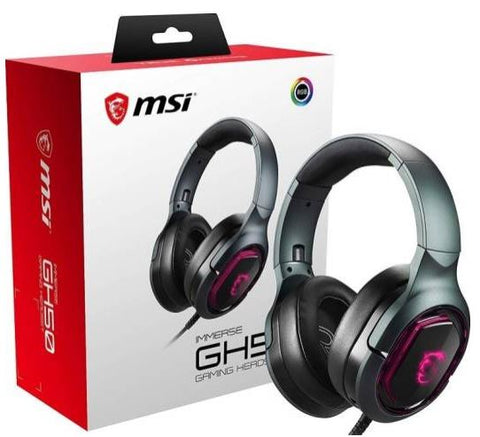MSI Immerse GH50 Gaming Headset, 2x40mm Large Drivers and Detachable Microphone, RGB Mystic Light, USB2.0 Connector | S37-0400020-SV1