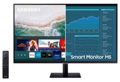 SAMSUNG 27-inch M5 Smart Monitor with Mobile Connectivity, FHD, Remote Access, Office 365 , Black | LS27AM500NMXUE