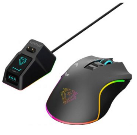Computer Mouse Vertux Mustang Game Charged Wireless Gaming Mouse, 168 Hours Usage Time, 20G Acceleration, 9m Working Distance, Black | Mustang