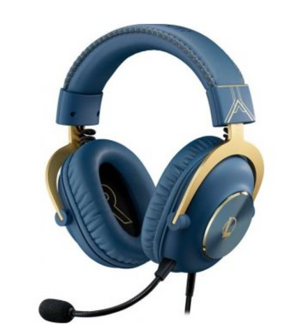 Logitech Pro X League of Legends Edition Gaming Headset, 50mm Precision Drivers, 100 Hz-10 Khz Frequency Response, 35 ohm Impedance, 91.7 dB SPL @ 1 mW & 1 cm Sensitiviy, Blue | 981-001106