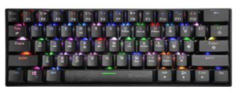 Vertux VertuPro Ultimate Performance Mini Wireless Gaming Keyboard, Bluetooth v5.0, RGB 18 Modes Backlight, 125Hz Frequency, 12 Hours Working Time, 180cm Cable Length, Black | VertuPro