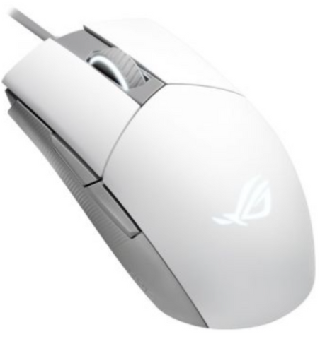 Asus Rog Strix Impact II Moonlight White Wired Gaming Mouse, 5 Programmable Buttons, RGB Headlights, Aura Sync RGB Lighting Logo, USB 2.0, 6200 Dpi Optial Sensor | 90MP02C0-BMUA00