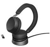Jabra Evolve2 75 UC Stereo USB-A Over Ear Headset, Up to 100 Feet Wireless Range, Bluetooth, Link 380a Charging Stand, Up To 36 Hour Battery Life, Black | 27599-989-989