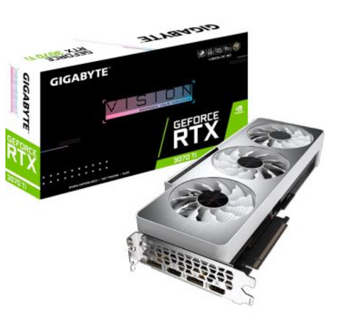 Gigabyte GeForce RTX 3070 Ti Vision OC 8G Graphics Card, Windforce 3X Cooling System, 8GB GDDR6X 256-Bit Memory, 6144 Cuda Cores, 1830 MHz, PCI-E 4.0x16, 608 GB/s, DP, HDMI | GV-N307TVISION OC-8GD